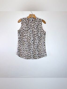Dalia Collection Sleeveless Leopard Print Blouse - Size S/P